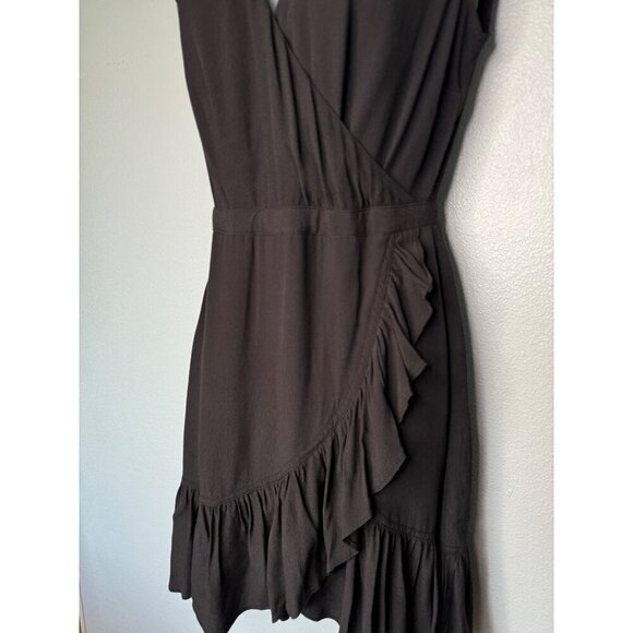 J.Crew Womens Faux-Wrap Mini Party Dress Lined Ruffles SZ 2Petite Black NEW - Picture 7 of 7